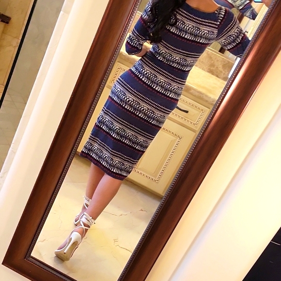 *Monroe & Main Red White & Blue Print Midi Dress, Sz S - Picture 9 of 14